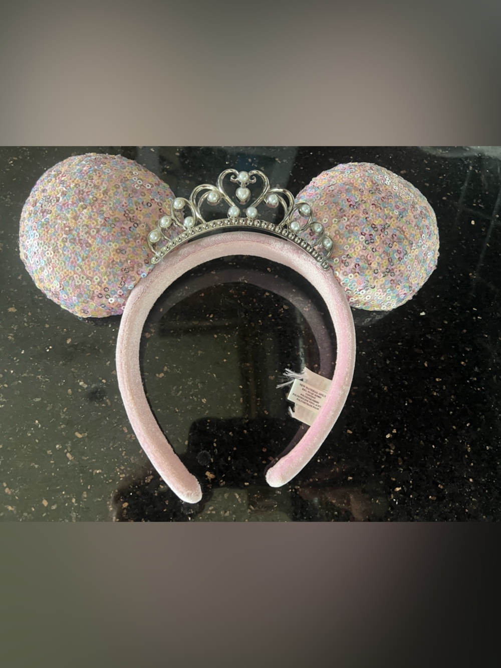 Disney Sequin Minnie Ear Headband with princess Tiara